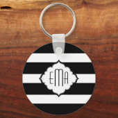 Geometrisch patroon 2 van zwarte en witte strepen sleutelhanger (Voorkant)