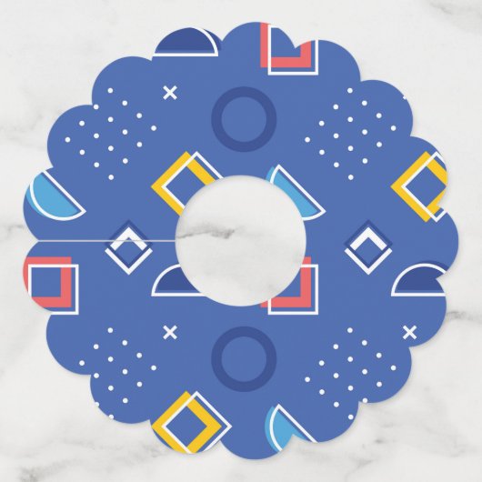 Geometrisch patroon 3 wijnglaslabel (Voorkant)