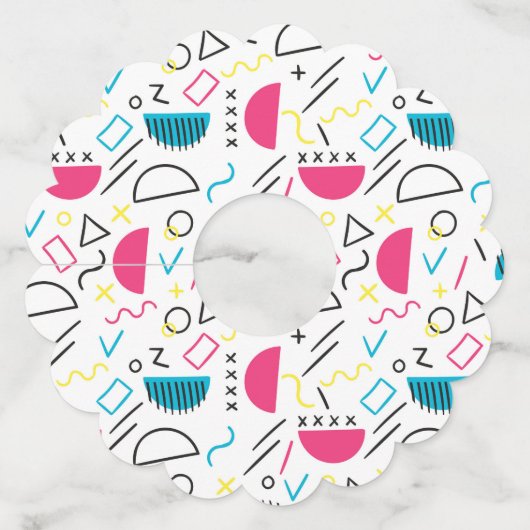 Geometrisch patroon 5 wijnglaslabel (Voorkant)