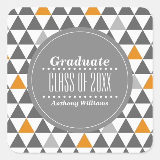 Geometrisch Patroon Aangepast Afstuderen Vierkante Sticker (Voorkant)