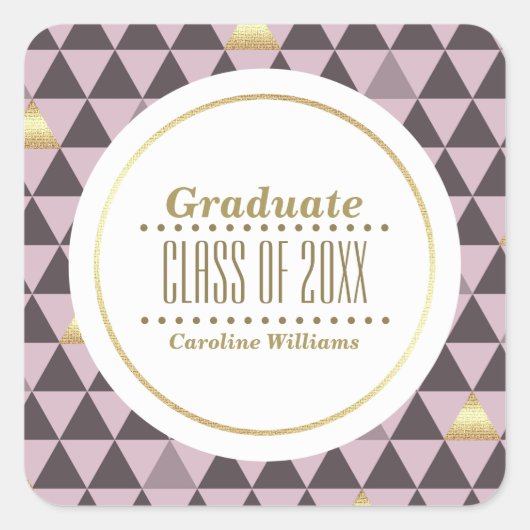 Geometrisch Patroon Aangepast Afstuderen Vierkante Sticker (Voorkant)