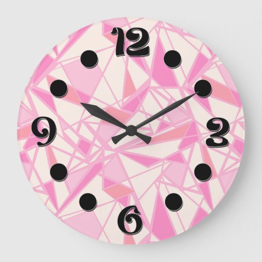 Geometrisch patroon abstracte kleur roze grote klok (Voorkant)
