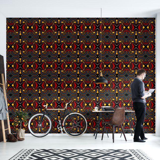 Geometrisch patroon behang (Woonkamer)