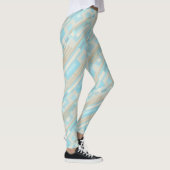 Geometrisch patroon blauw-beige leggings (Rechts)