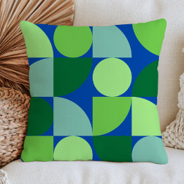 Geometrisch patroon blauw & groen midcentury moder kussen