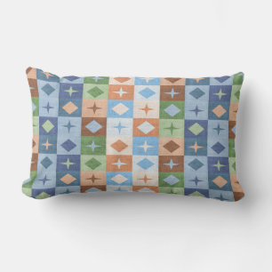 Geometrisch Patroon Blauwbruine Tan Kussen