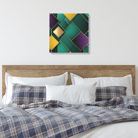 Geometrisch patroon canvas afdruk (Insitu (Slaapkamer))