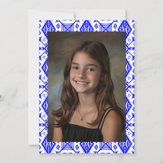 Geometrisch patroon Custom Photo Bat Bar Mitswa Kaart (Achterkant)