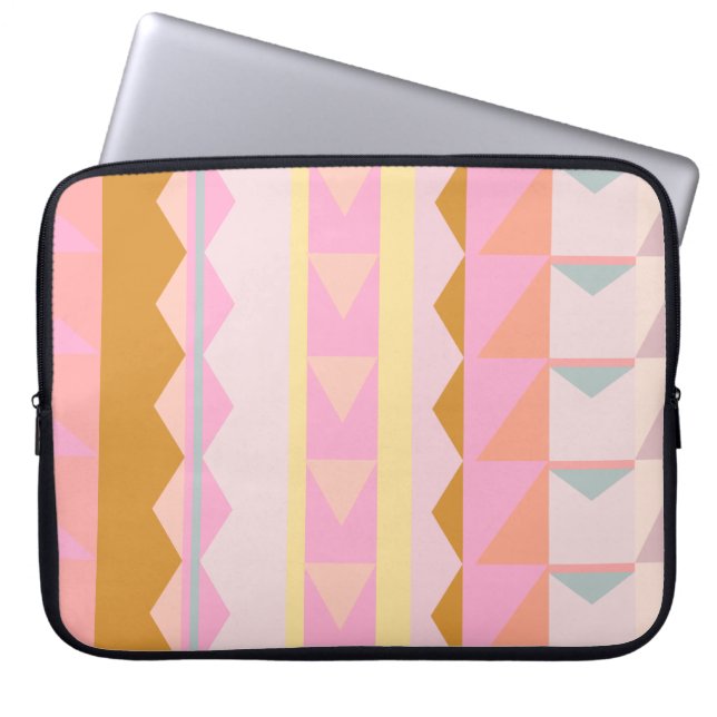 Geometrisch patroon Cute Roze en Pastel Colors Laptop Sleeve (Voorkant)