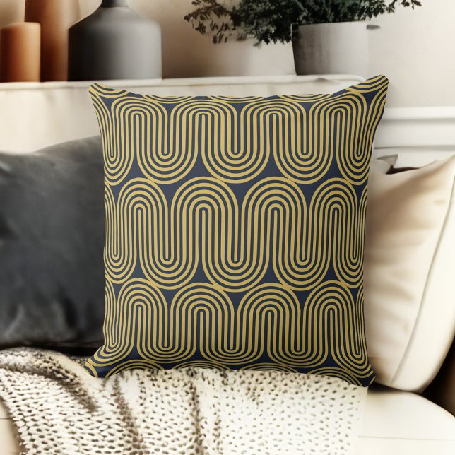 Geometrisch patroon decoratief accent Sierkussen (throw pillow for living room geometric couch throw pillow blue and gold)