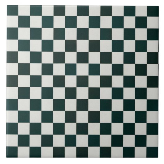 Geometrisch patroon decoratief donkergroen wit gro tegeltje (Voorkant)