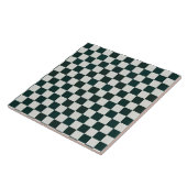 Geometrisch patroon decoratief donkergroen wit gro tegeltje (Zijkant)