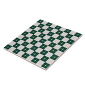 Geometrisch patroon decoratief groen wit groot tegeltje (Zijkant)