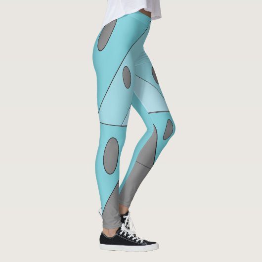 Geometrisch patroon Driehoeken Blauw Turquoise Gra Leggings (Rechts)