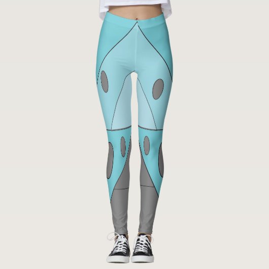 Geometrisch patroon Driehoeken Blauw Turquoise Gra Leggings (Voorkant)