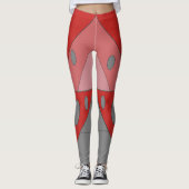 Geometrisch patroon Driehoeken Ovalen Zwart Rood G Leggings (Voorkant)