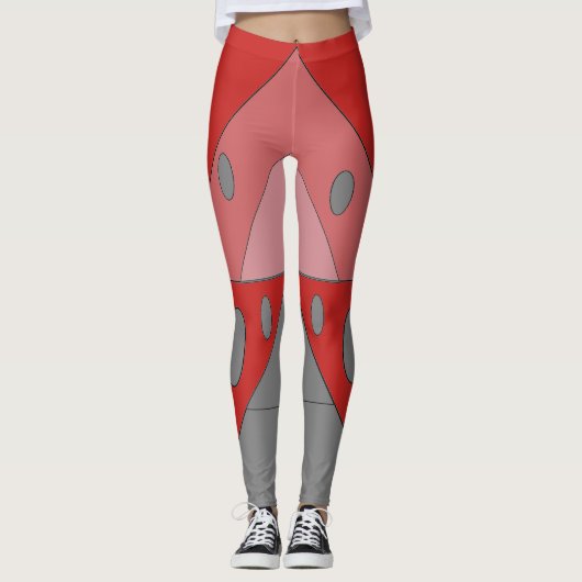 Geometrisch patroon Driehoeken Ovalen Zwart Rood G Leggings (Voorkant)