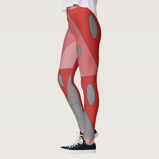 Geometrisch patroon Driehoeken Ovalen Zwart Rood G Leggings (Links)