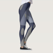 Geometrisch patroon Driehoeken Ovals Blauw Grijs G Leggings (Rechts)