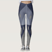 Geometrisch patroon Driehoeken Ovals Blauw Grijs G Leggings (Voorkant)