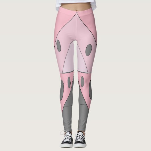 Geometrisch patroon Driehoeken Ovals Roze Grijs Gr Leggings (Voorkant)