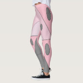 Geometrisch patroon Driehoeken Ovals Roze Grijs Gr Leggings (Links)