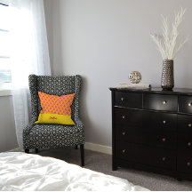 Geometrisch patroon fuchsie geel rood