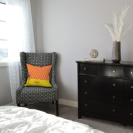 Geometrisch patroon fuchsie geel rood kussen