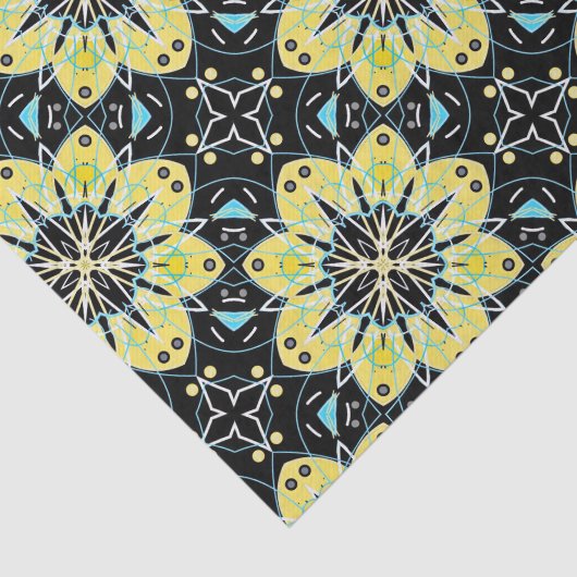 Geometrisch patroon, geel en zwart, stijlvol tissuepapier (Detail)