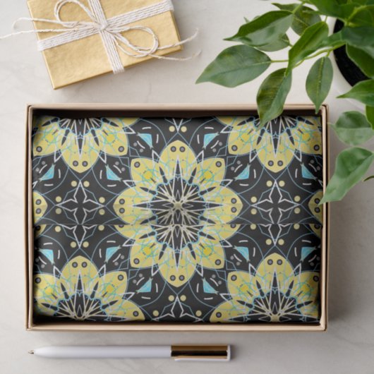 Geometrisch patroon, geel en zwart, stijlvol tissuepapier (Geschenk)