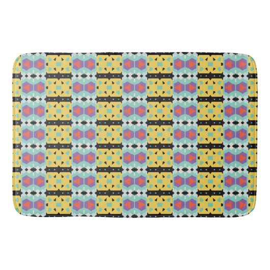 Geometrisch patroon geel Paarse blauw Badmat (Voorkant)