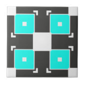 Geometrisch patroon Gemarkeerd met Mint Black & Wh Tegeltje (Voorkant)