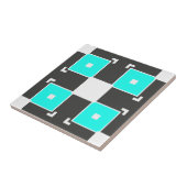 Geometrisch patroon Gemarkeerd met Mint Black & Wh Tegeltje (Zijkant)