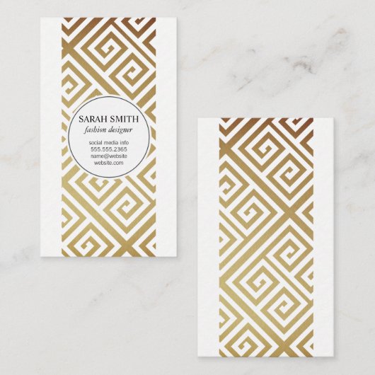 Geometrisch patroon / Goud metaal Visitekaartje (Voorkant / Achterkant)