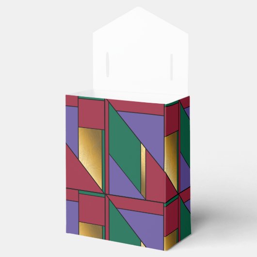 Geometrisch patroon Goud Paarse Groen Rood Bedankdoosjes (Geopend)