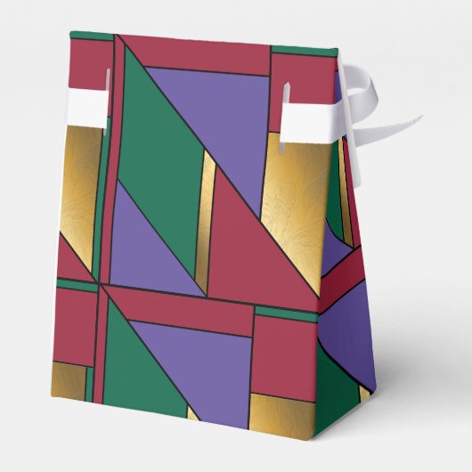Geometrisch patroon Goud Paarse Groen Rood Bedankdoosjes (Achterkant)