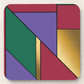 Geometrisch patroon Goud Paarse Groen Rood Bier Onderzetter (Voorkant)