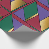 Geometrisch patroon Goud Paarse Groen Rood Cadeaupapier (Hoek)