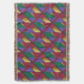 Geometrisch patroon Goud Paarse Groen Rood Deken (Voorkant Verticaal)