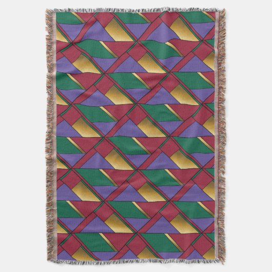 Geometrisch patroon Goud Paarse Groen Rood Deken (Voorkant Verticaal)