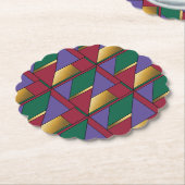 Geometrisch patroon Goud Paarse Groen Rood Kartonnen Onderzetters (Gekanteld)