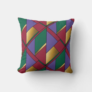 Geometrisch patroon Goud Paarse Groen Rood Kussen