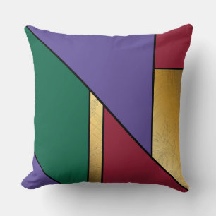 Geometrisch patroon Goud Paarse Groen Rood Kussen