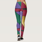 Geometrisch patroon Goud Paarse Groen Rood Leggings (Achterkant)