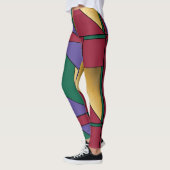 Geometrisch patroon Goud Paarse Groen Rood Leggings (Links)