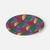 Geometrisch patroon Goud Paarse Groen Rood Papieren Bordje (Gekanteld)