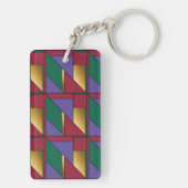 Geometrisch patroon Goud Paarse Groen Rood Sleutelhanger (achterkant)