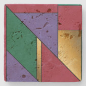 Geometrisch patroon Goud Paarse Groen Rood Stenen Onderzetter (Voorkant)