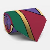 Geometrisch patroon Goud Paarse Groen Rood Stropdas (Opgerold)