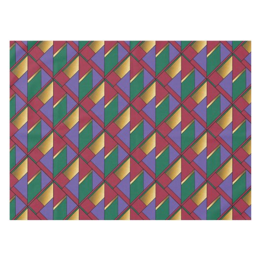 Geometrisch patroon Goud Paarse Groen Rood Tafelkleed (Voorkant (Horizontaal))